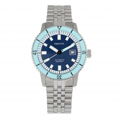 Heritor Automatic Edgard Bracelet Diver's Watch w/Date - Light Blue/Navy