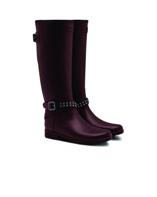 Womens Refined Adjustable Tall Studded Wellington Boots
