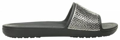 women's crocs sloane metallic texture slide