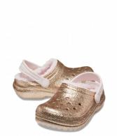 Crocs Classic Lined Glitter Clog Kids Gold / Barely Pink