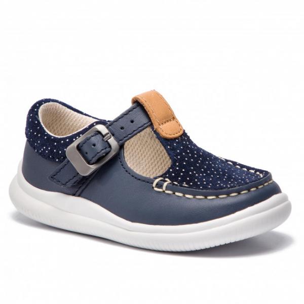 CLARKS Cloud Rosa T Navy Leather