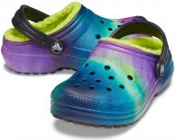 Crocs Classic Lined Oot World Clog Kids Black / Lime Punch